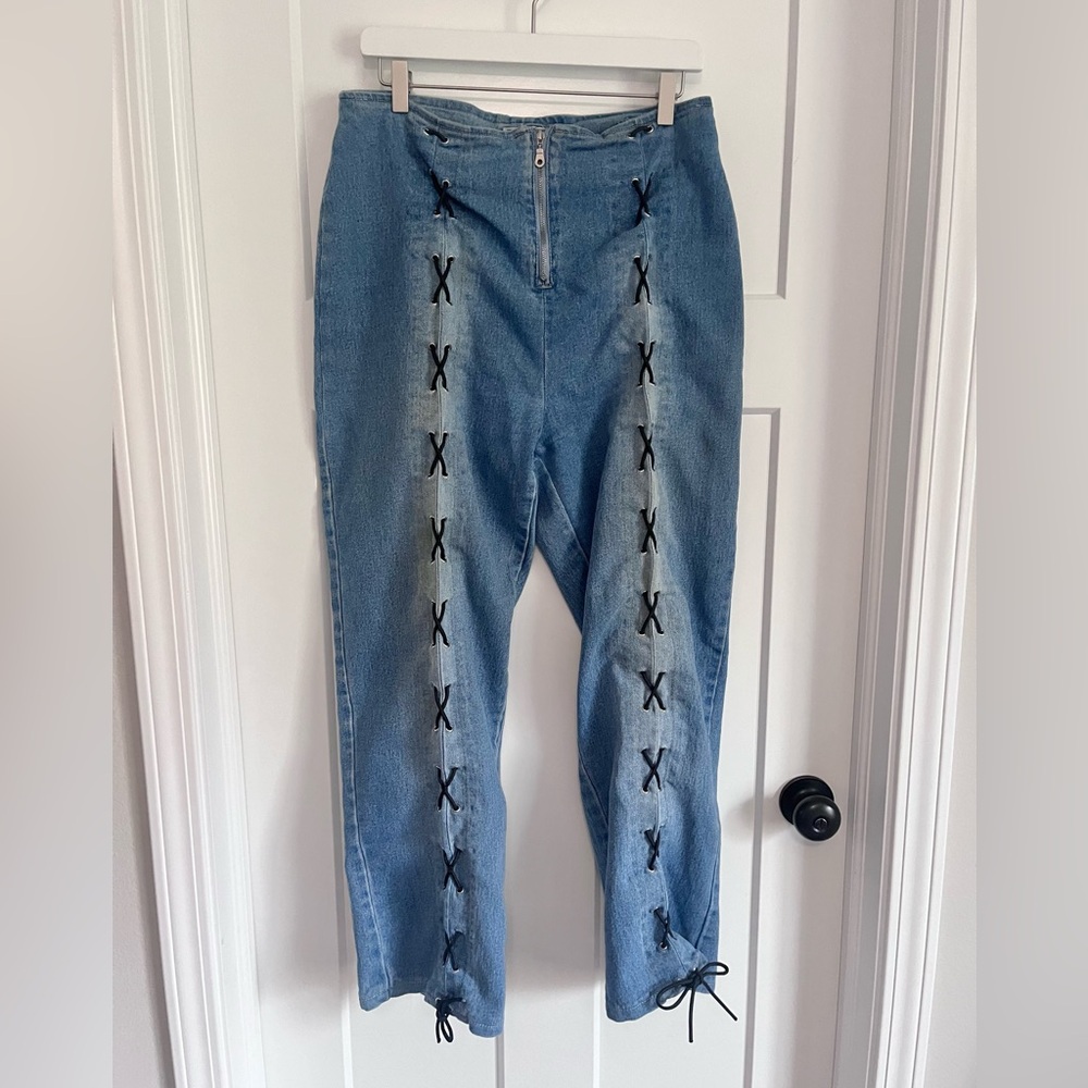 Vintage/y2k lace up jeans size 16